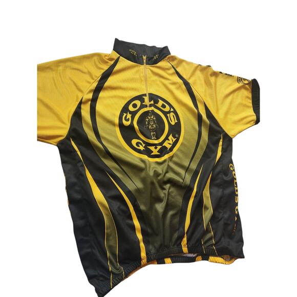 Golds Gym Cycling Jersey Mens Large Half Zip Short Sleeve Fitness Bodybuilding - Picture 9 of 16